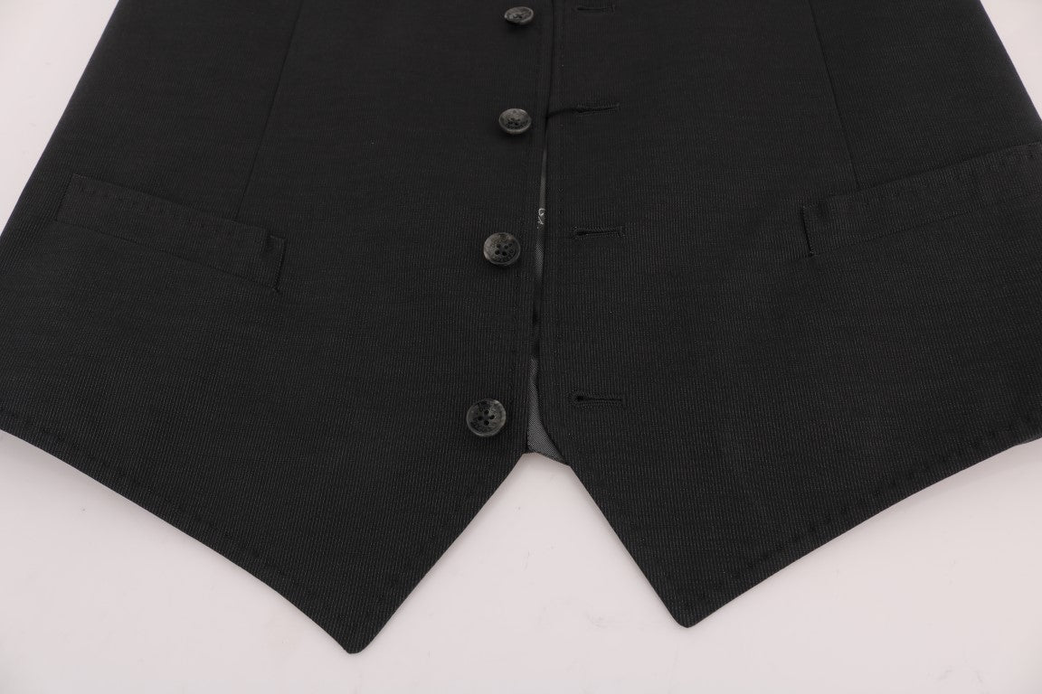 Elegant Gray Waistcoat Vest - ventzia