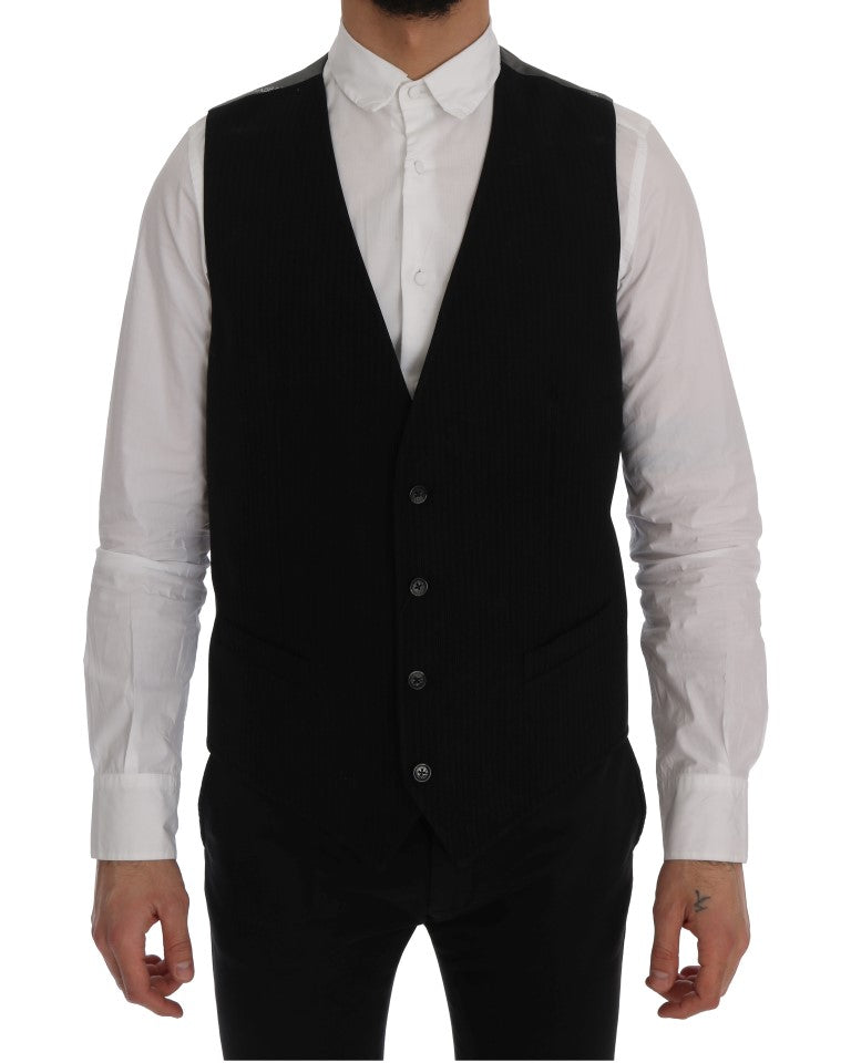 Elegant Striped Waistcoat Vest - ventzia