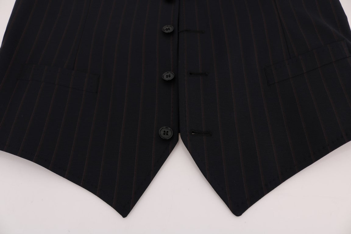 Elegant Striped Wool Blend Vest Waistcoat - ventzia