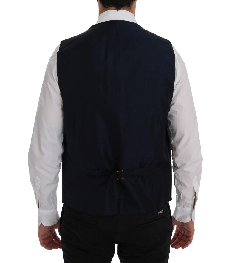 Elegant Striped Wool Blend Waistcoat Vest - ventzia