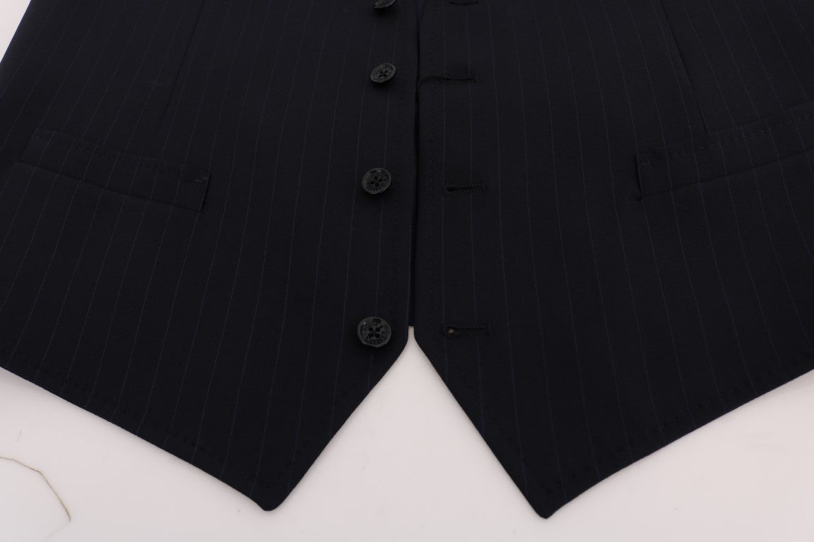 Elegant Striped Wool Blend Waistcoat Vest - ventzia