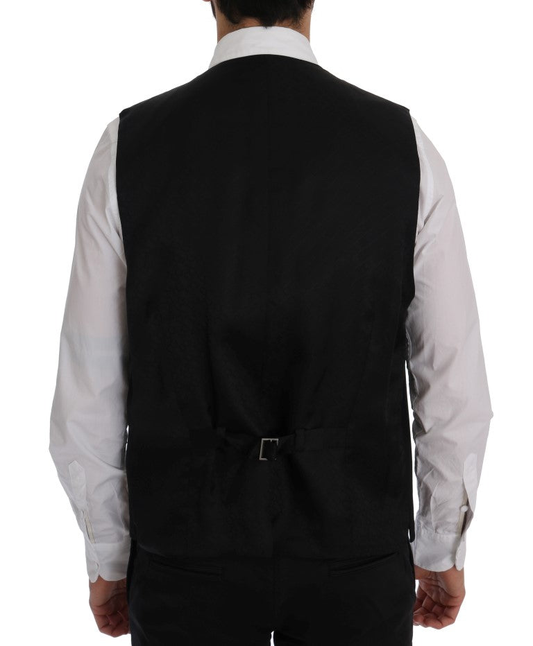 Elegant Striped Wool Blend Waistcoat Vest - ventzia