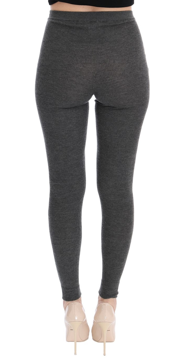 Chic Gray High Waist Cashmere Tights Pants - ventzia