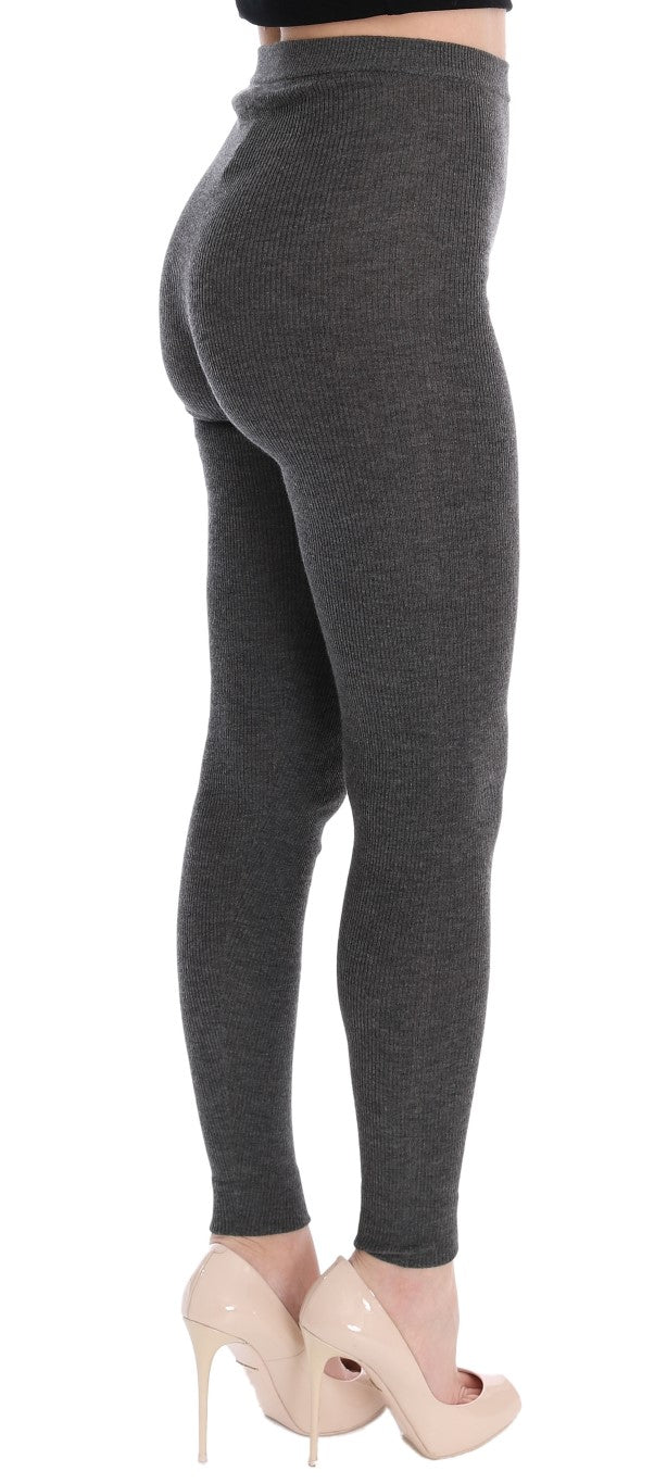 Chic Gray High Waist Cashmere Tights Pants - ventzia