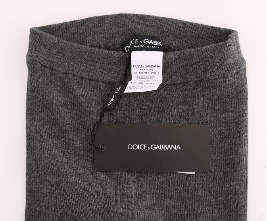 Chic Gray High Waist Cashmere Tights Pants - ventzia