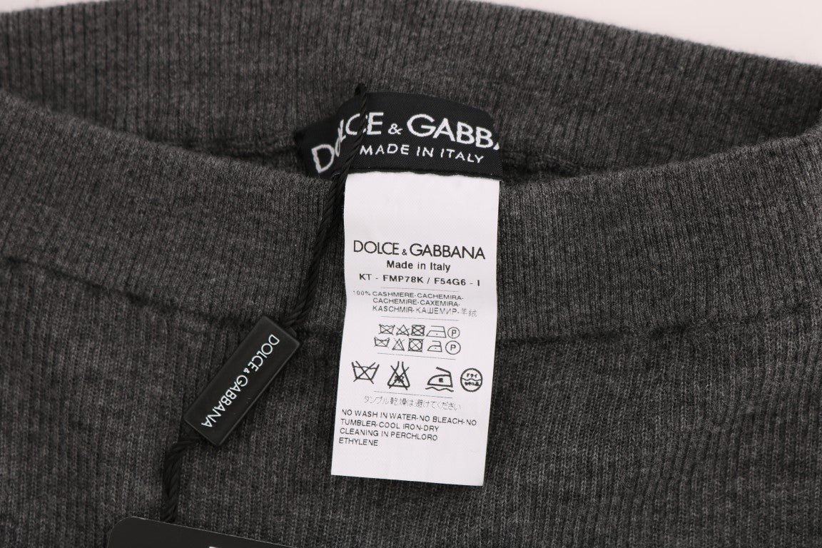 Chic Gray High Waist Cashmere Tights Pants - ventzia