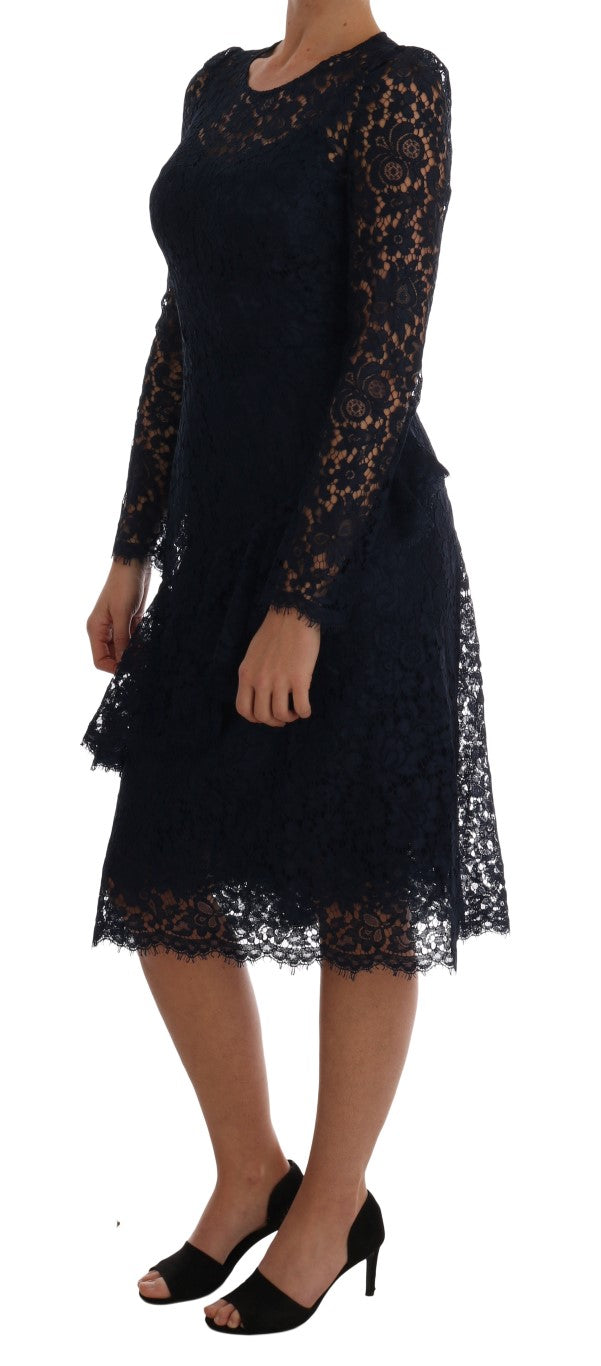 Elegant Floral Lace A-Line Dress - ventzia