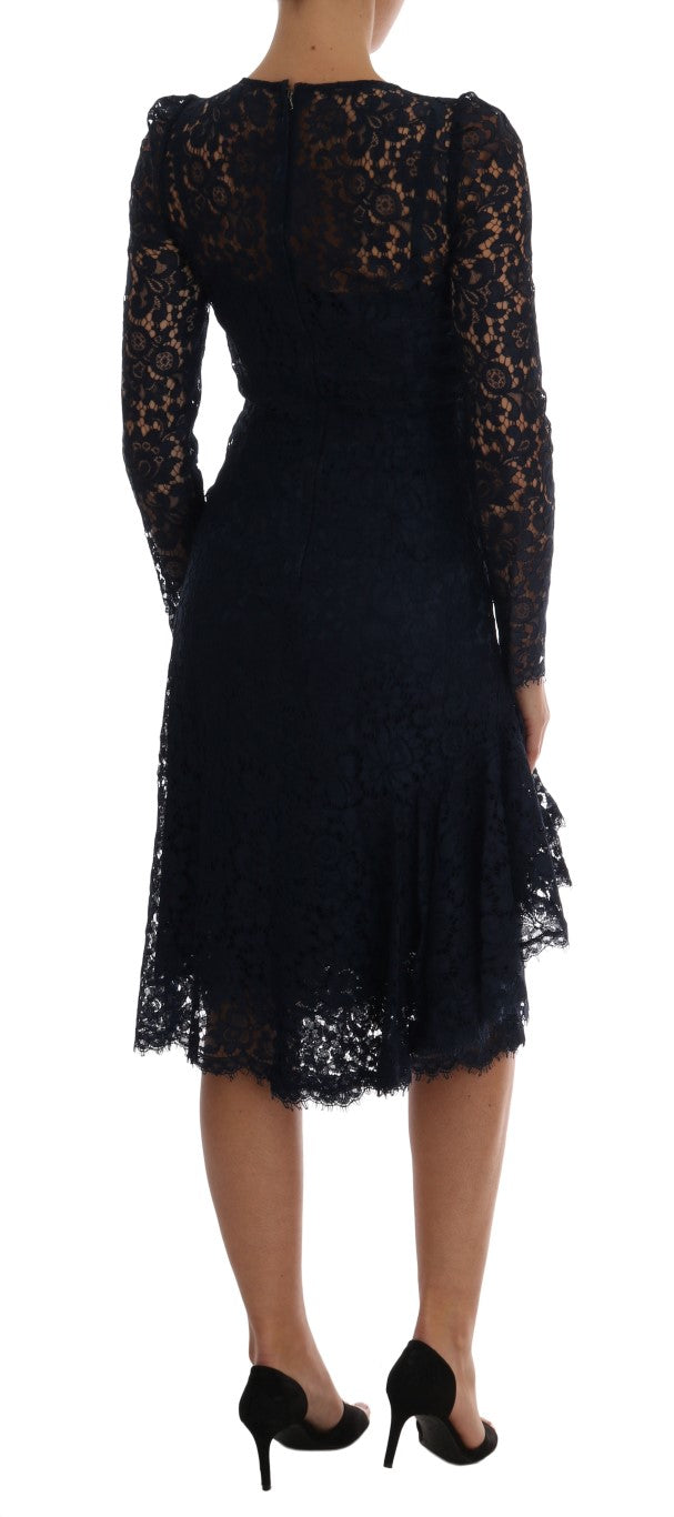 Elegant Floral Lace A-Line Dress - ventzia