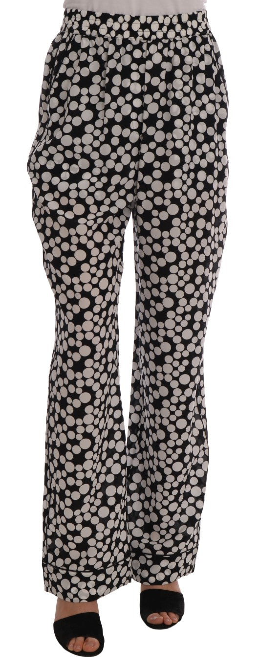 Elegant Polka Dot Silk High-Waist Pants - ventzia