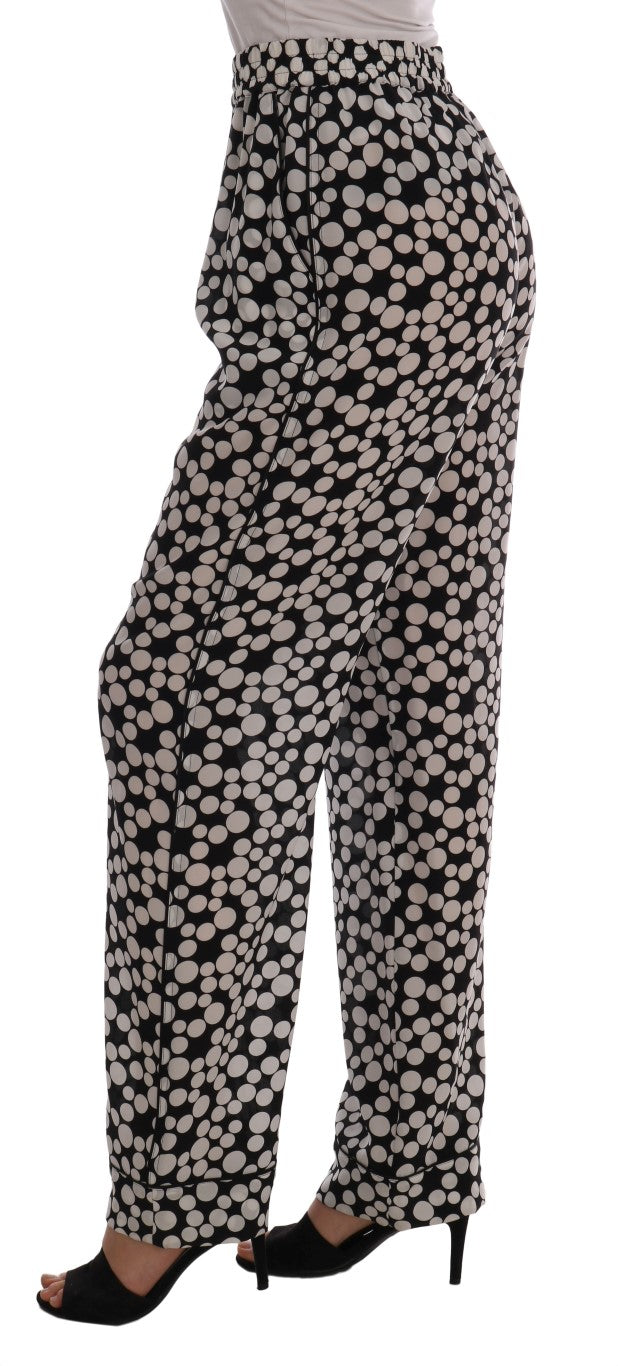 Elegant Polka Dot Silk High-Waist Pants - ventzia