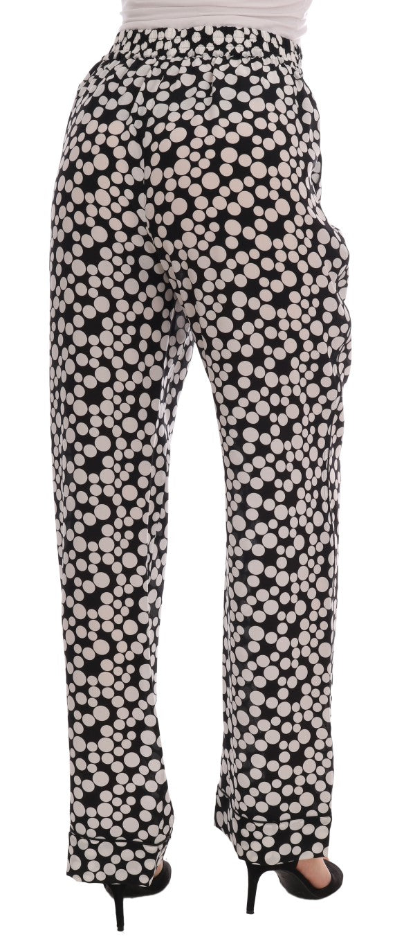 Elegant Polka Dot Silk High-Waist Pants - ventzia