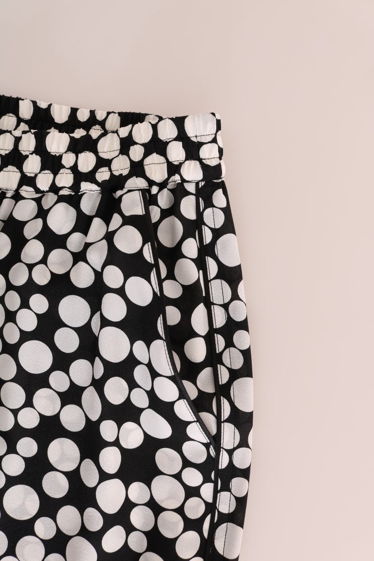 Elegant Polka Dot Silk High-Waist Pants - ventzia