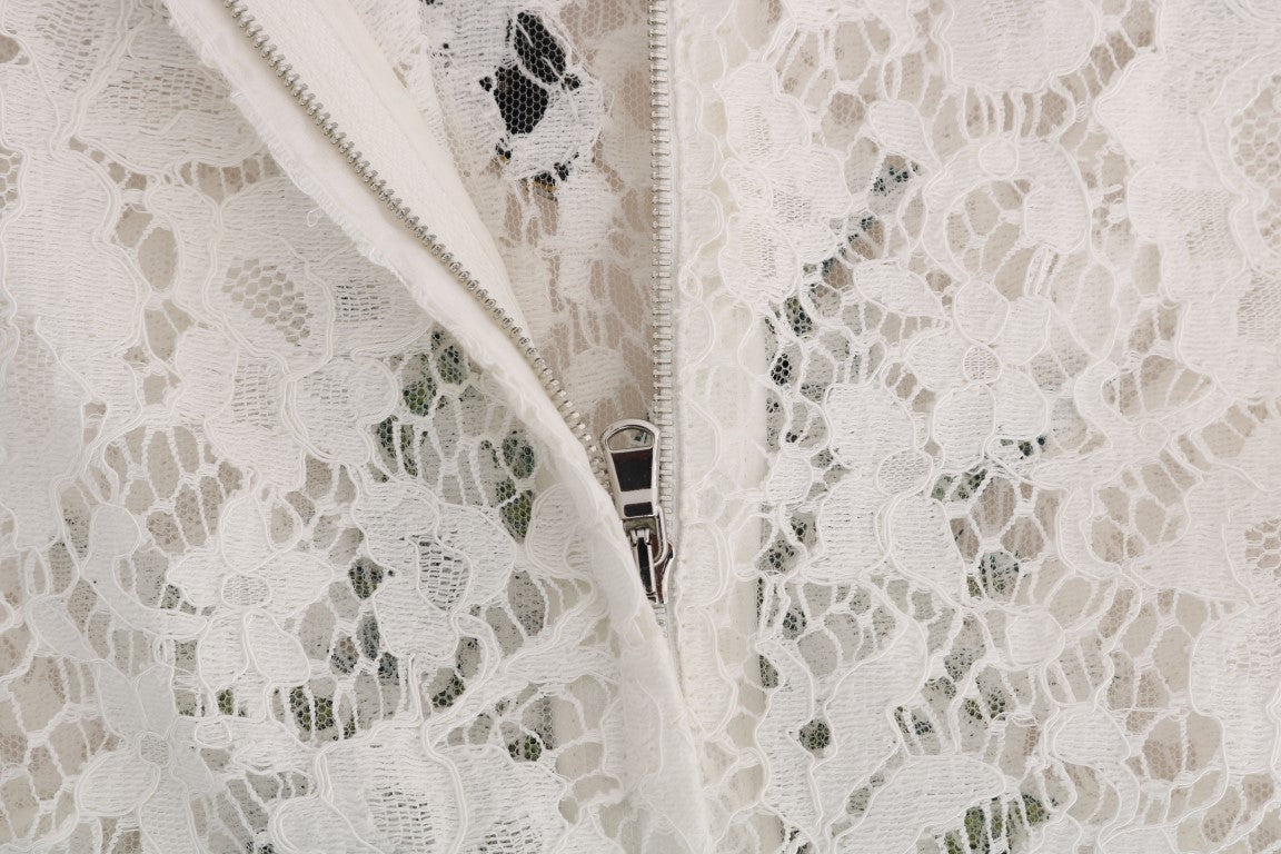 Elegant White Lace Embellished Mini Blouse - ventzia