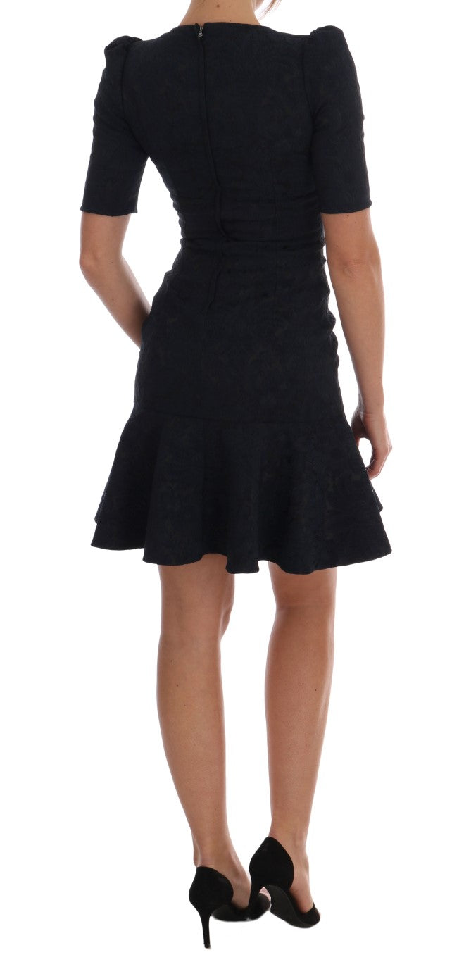 Floral Brocade Mini Flare Dress - ventzia