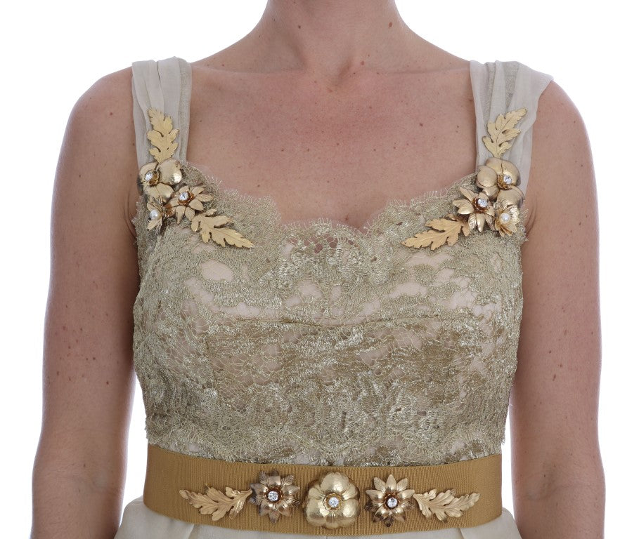 Elegant Embellished Lace & Organza Silk Dress - ventzia