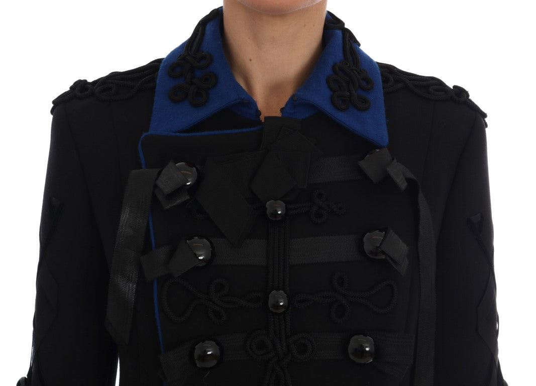 Chic Black & Blue Short Trench Jacket - ventzia