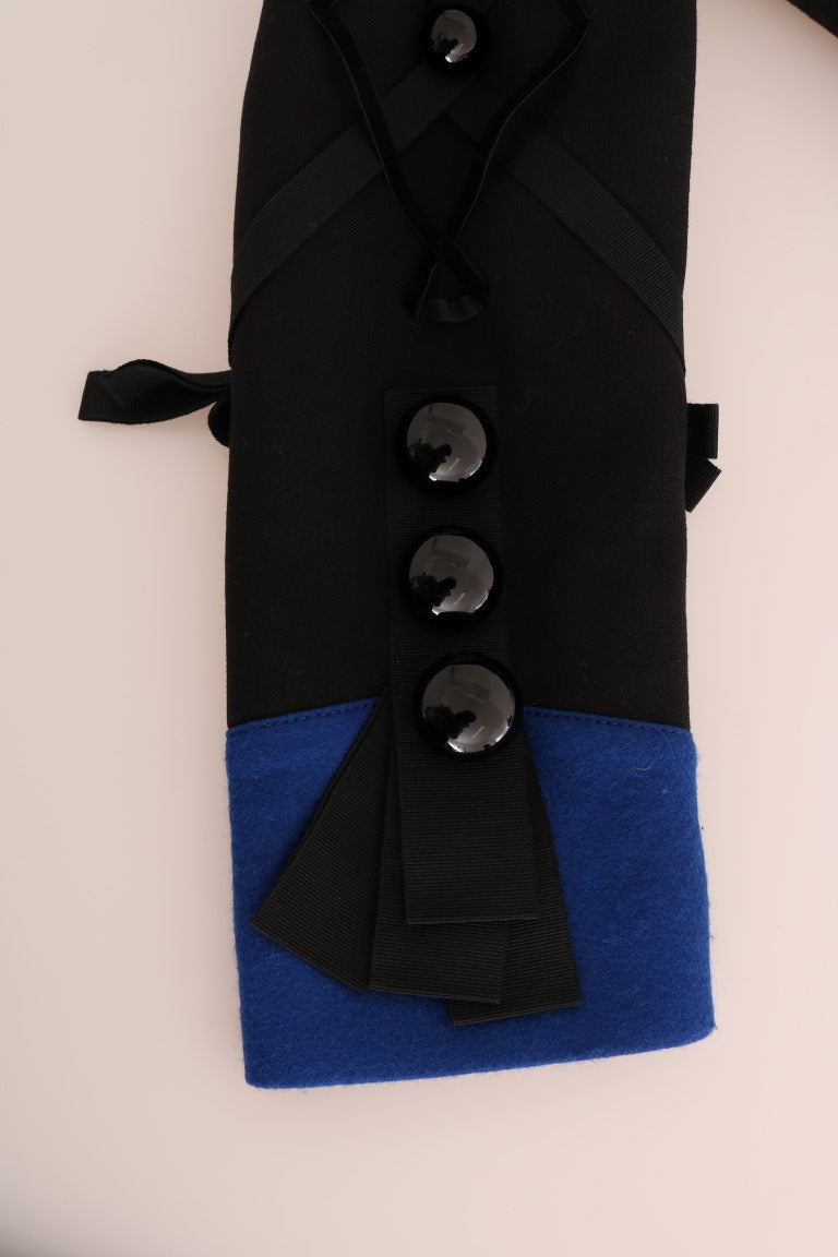 Chic Black & Blue Short Trench Jacket - ventzia