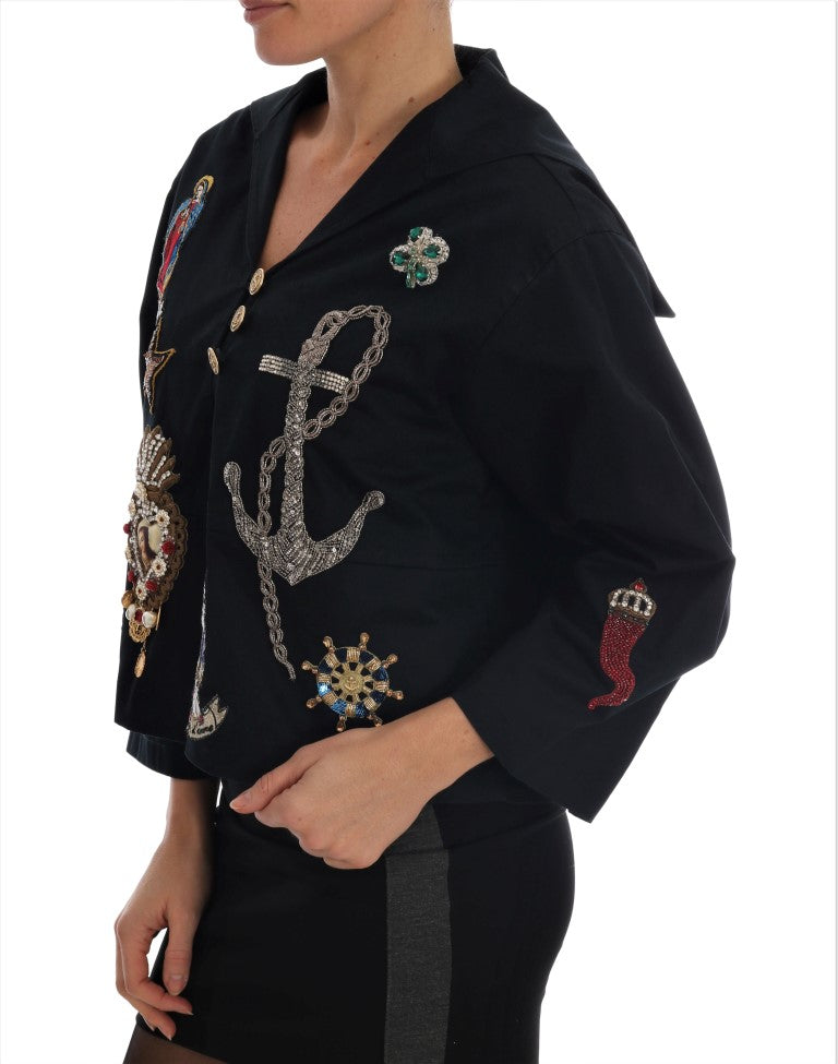 Enchanted Blue Crystal Embroidered Coat - ventzia