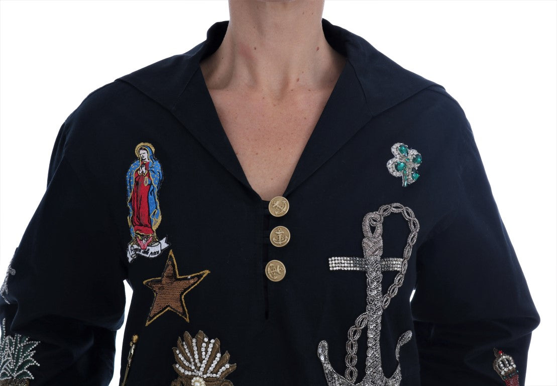 Enchanted Blue Crystal Embroidered Coat - ventzia