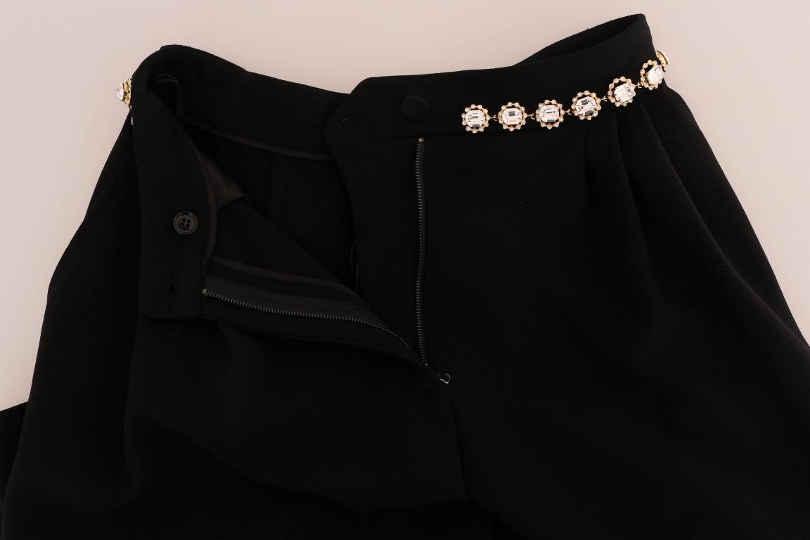 Elegant High-Waist Ankle Pants with Gold Detailing - ventzia