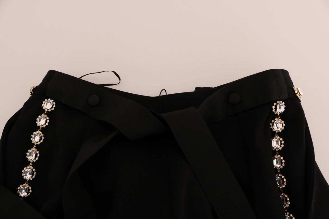 Elegant High-Waist Ankle Pants with Gold Detailing - ventzia