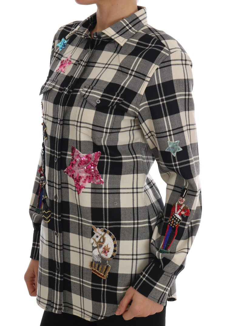 Enchanted Sequin Checkered Wool Shirt - ventzia