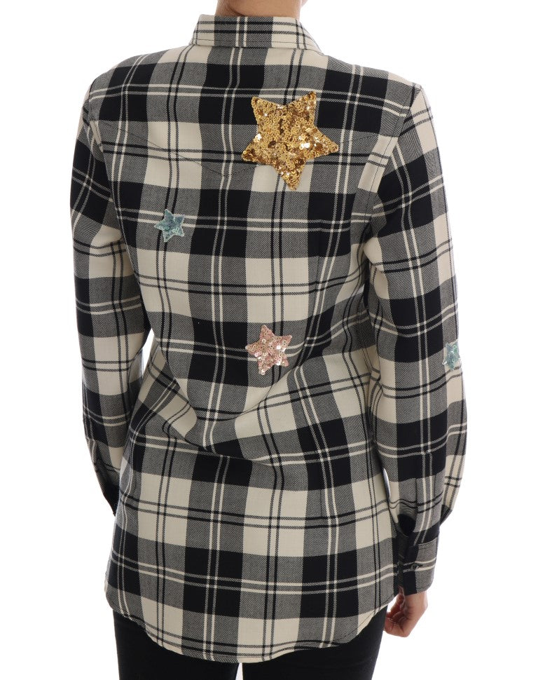 Enchanted Sequin Checkered Wool Shirt - ventzia