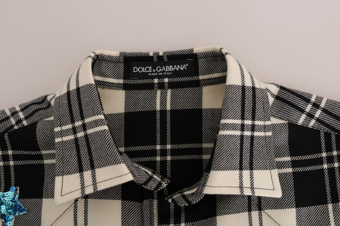Enchanted Sequin Checkered Wool Shirt - ventzia