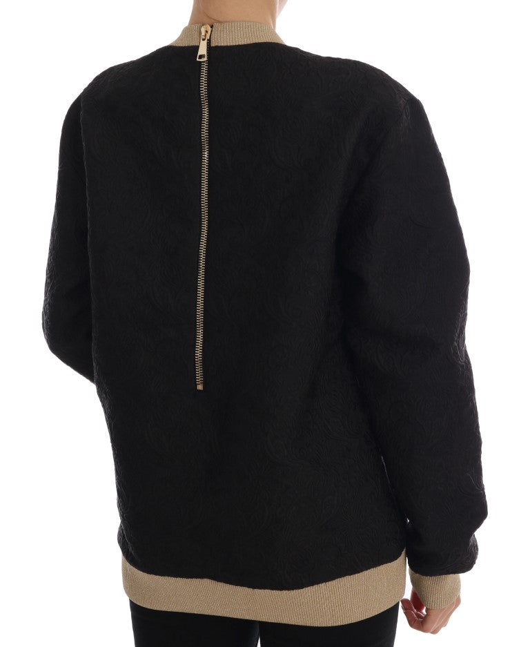Enchanted Sequined Black Brocade Sweater - ventzia