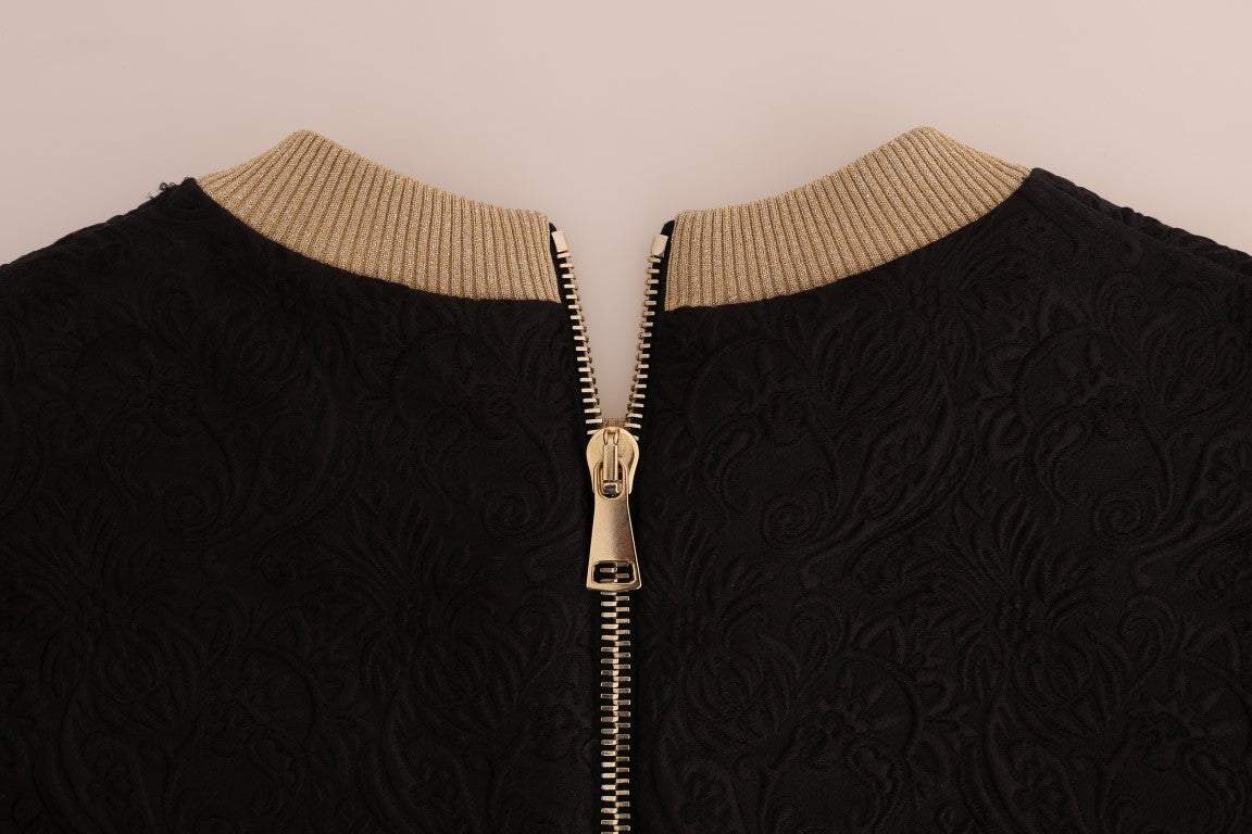 Enchanted Sequined Black Brocade Sweater - ventzia