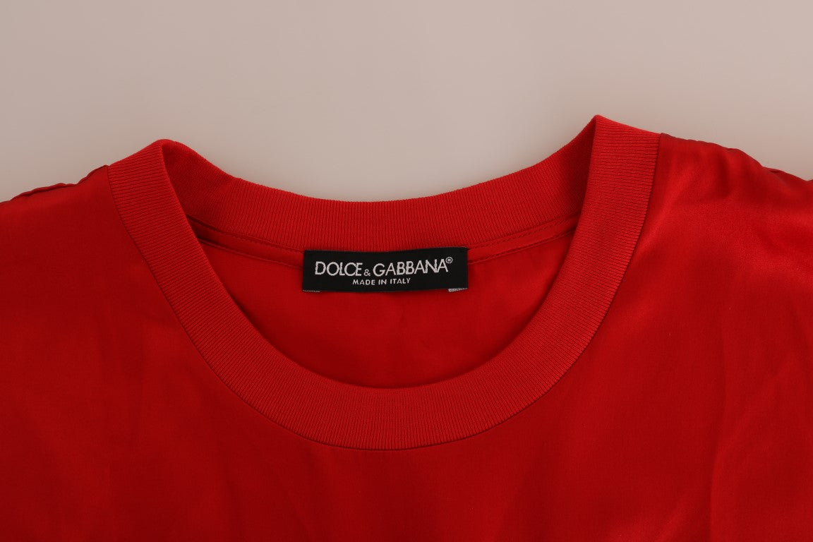 Red Silk Floral Embroidered Elegance Top - ventzia