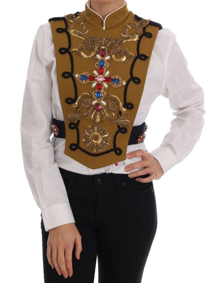 Runway Embellished Crystal Cross Vest - ventzia