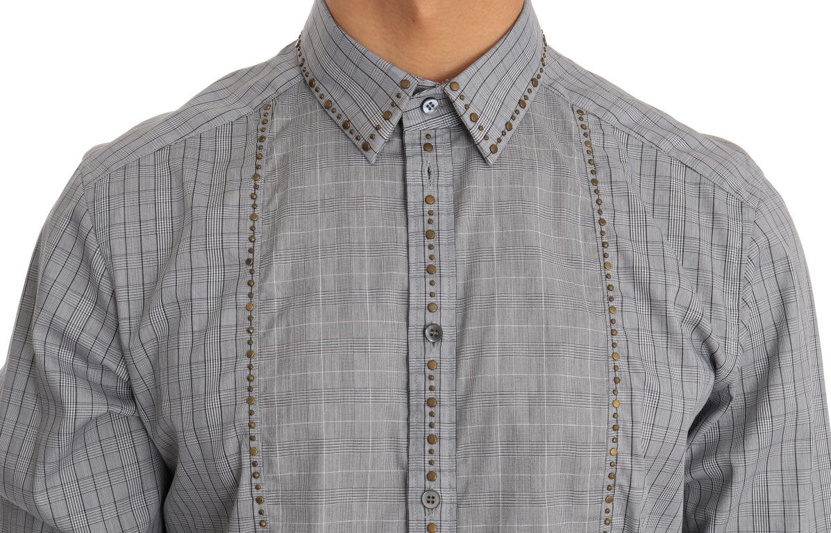 Elegant Gray Checkered Slim Fit Casual Shirt - ventzia