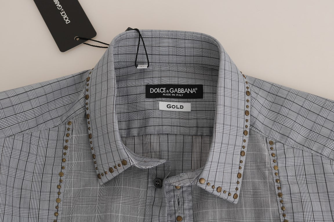 Elegant Gray Checkered Slim Fit Casual Shirt - ventzia
