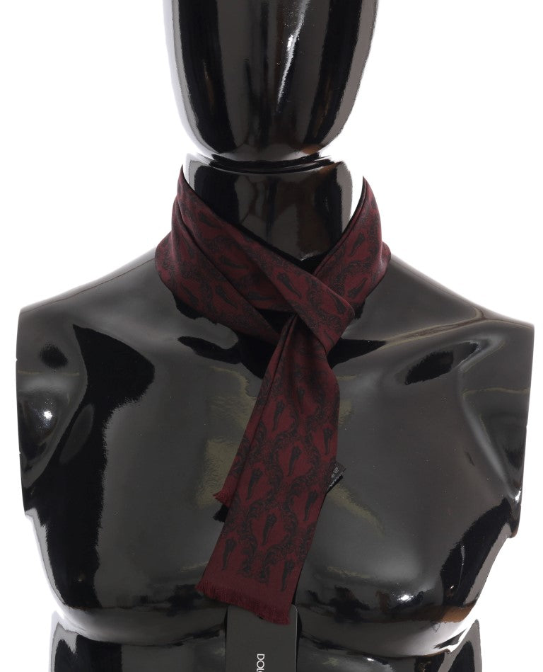 Silk Bordeaux Crown Chili Print Mens Scarf - ventzia
