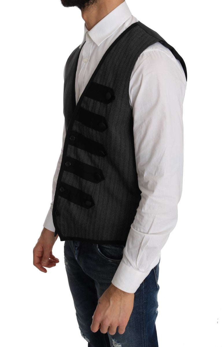 Elegant Gray Torrero Pattern Formal Vest - ventzia