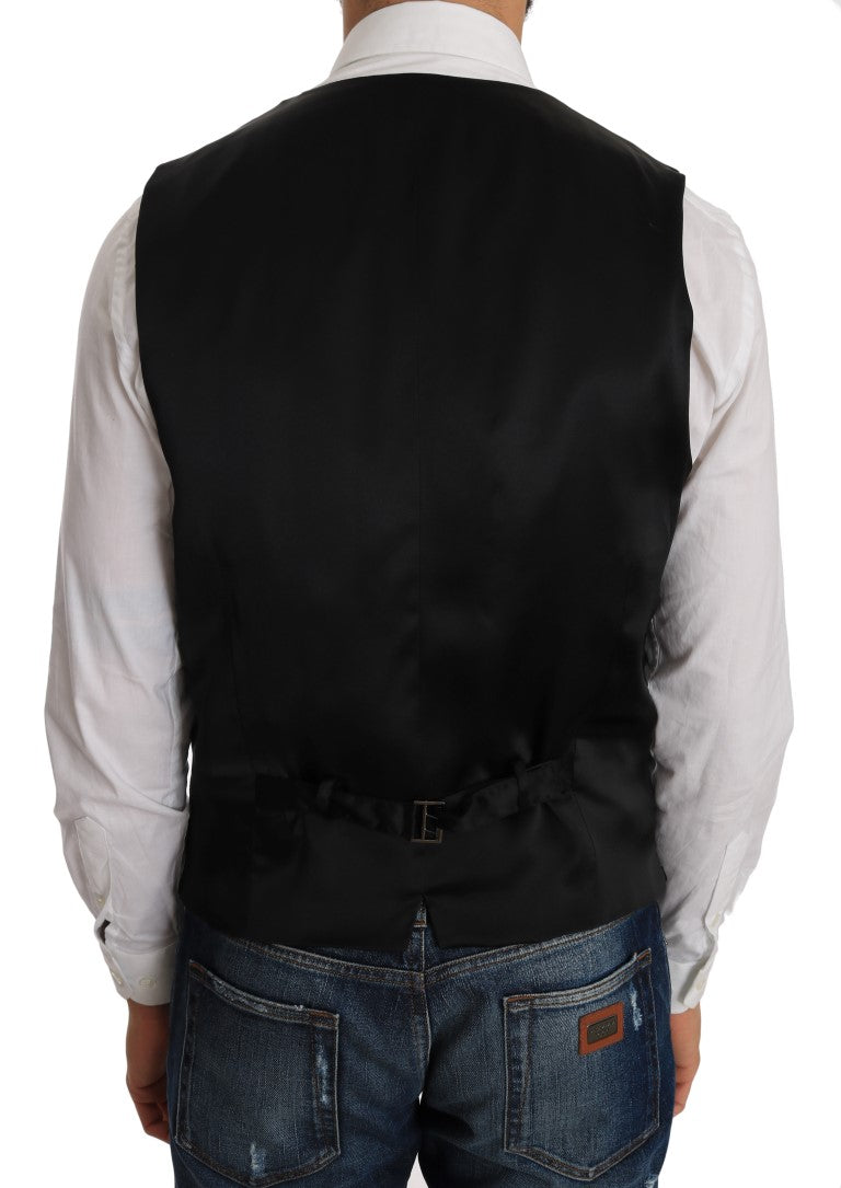 Elegant Gray Torrero Pattern Formal Vest - ventzia