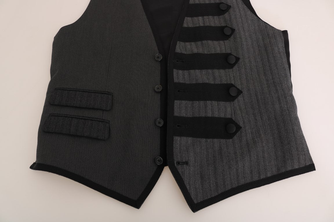 Elegant Gray Torrero Pattern Formal Vest - ventzia