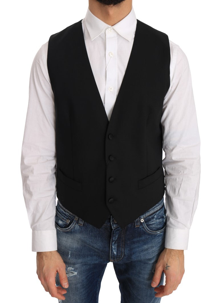 Elegant Slim Fit Formal Vest in Black - ventzia
