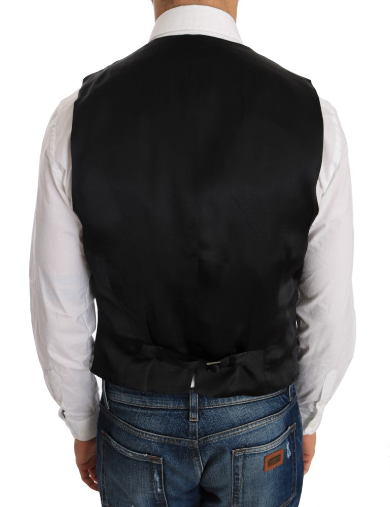 Elegant Slim Fit Formal Vest in Black - ventzia