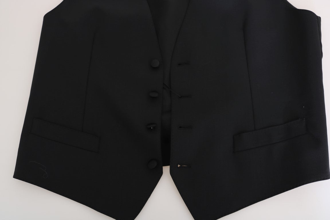 Elegant Slim Fit Formal Vest in Black - ventzia