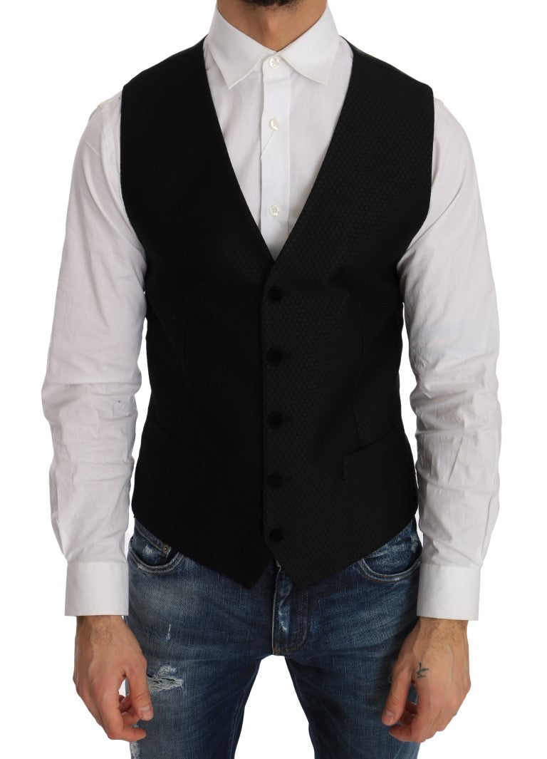 Elegant Polka Dot Black Dress Vest - ventzia