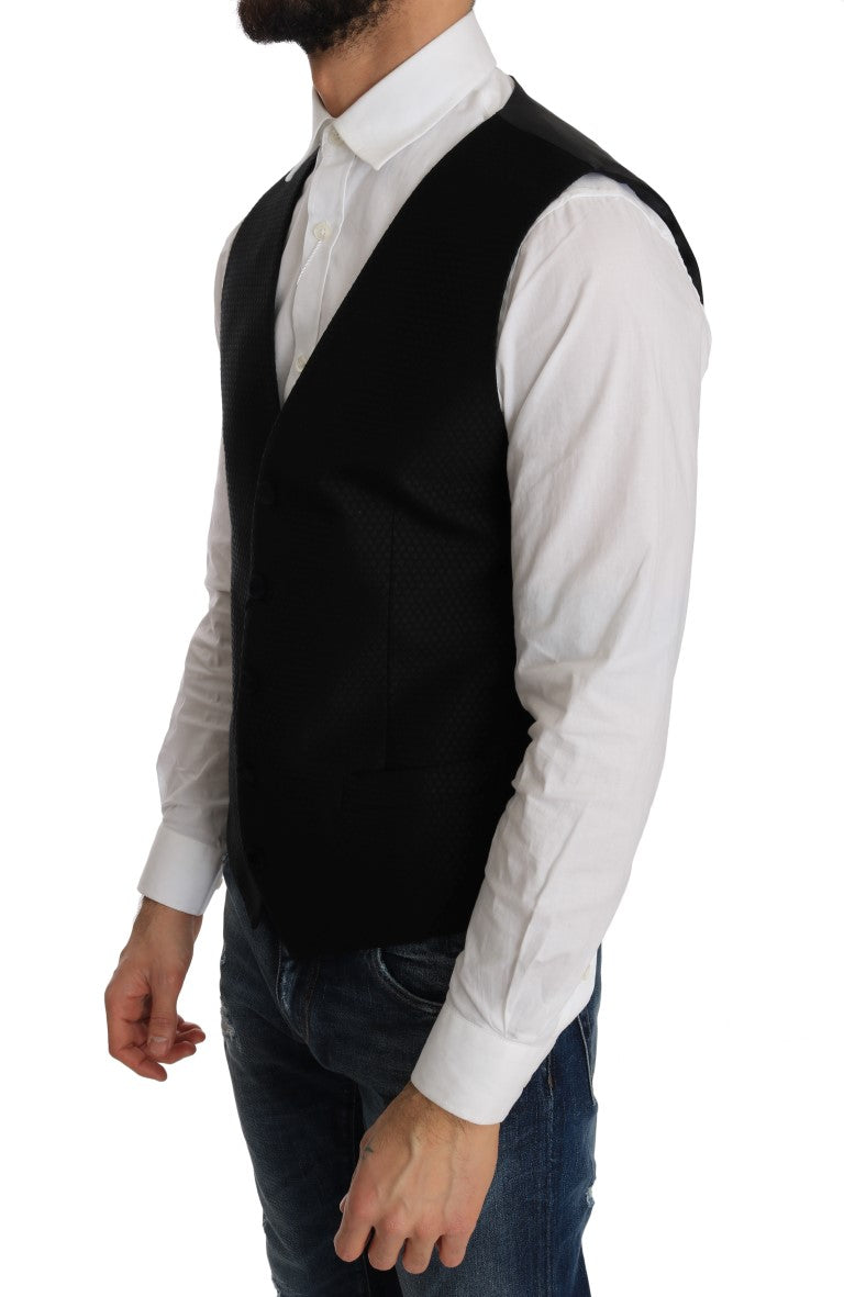 Elegant Polka Dot Black Dress Vest - ventzia