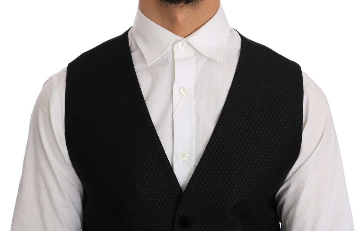 Elegant Polka Dot Black Dress Vest - ventzia