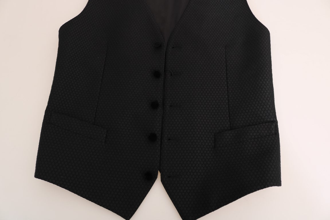 Elegant Polka Dot Black Dress Vest - ventzia