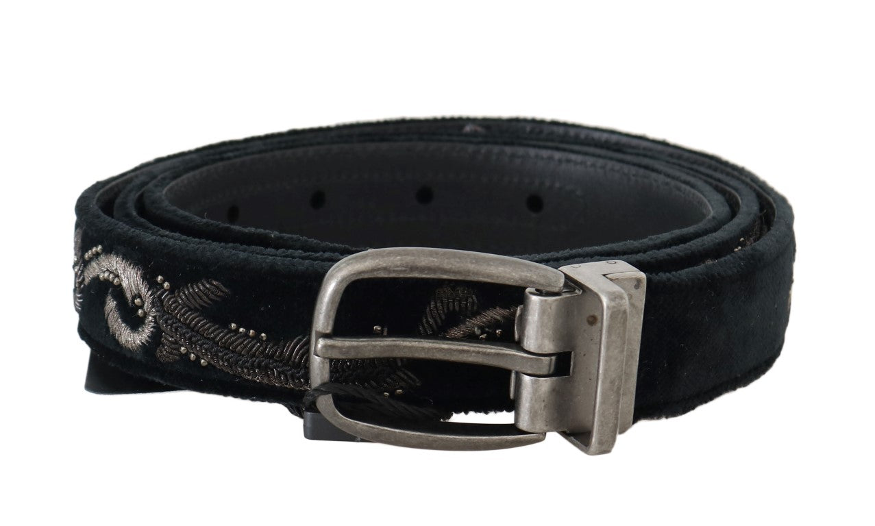 Elegant Black Cotton-Leather Men's Belt - ventzia