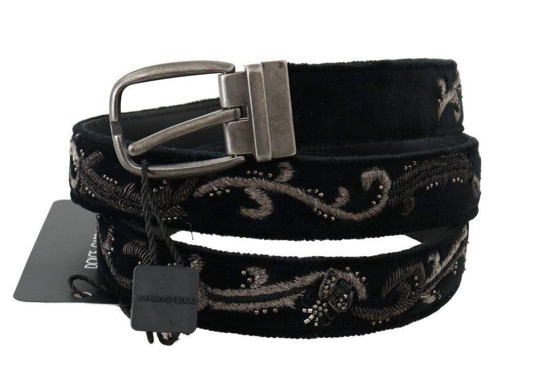 Elegant Black Cotton-Leather Men's Belt - ventzia