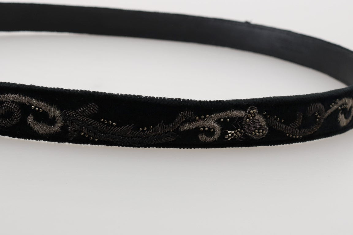 Elegant Black Cotton-Leather Men's Belt - ventzia