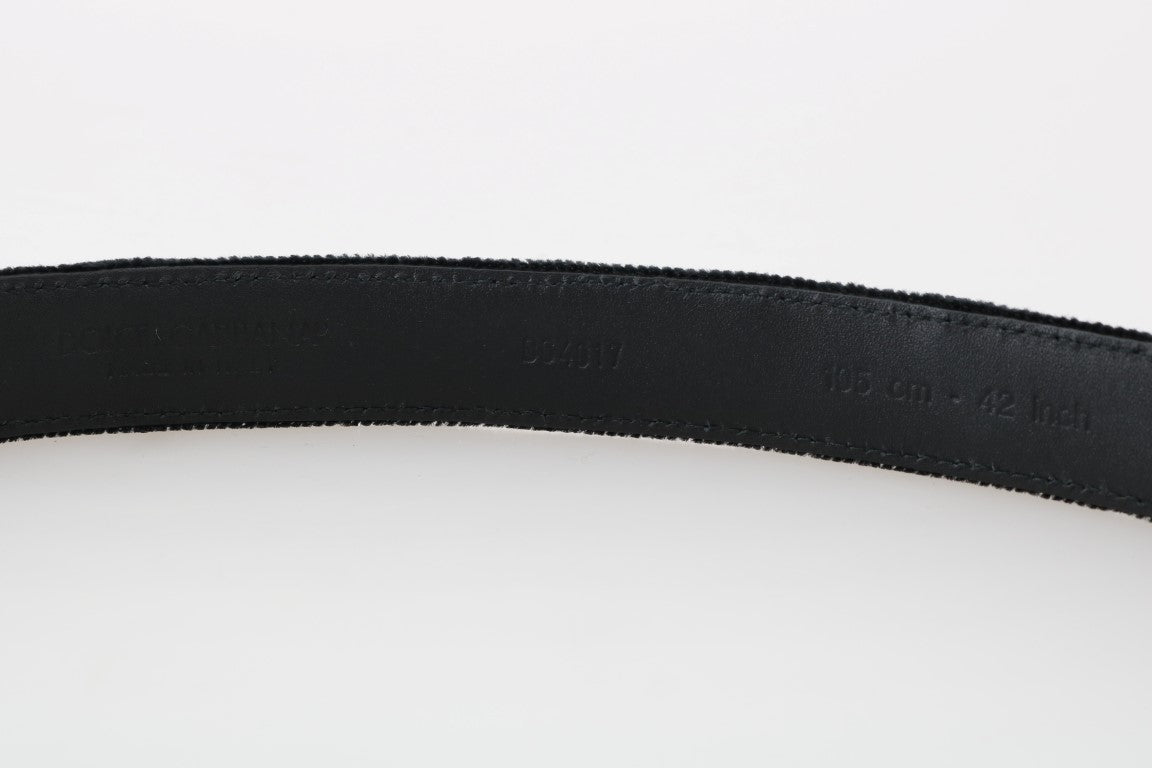 Elegant Black Cotton-Leather Men's Belt - ventzia