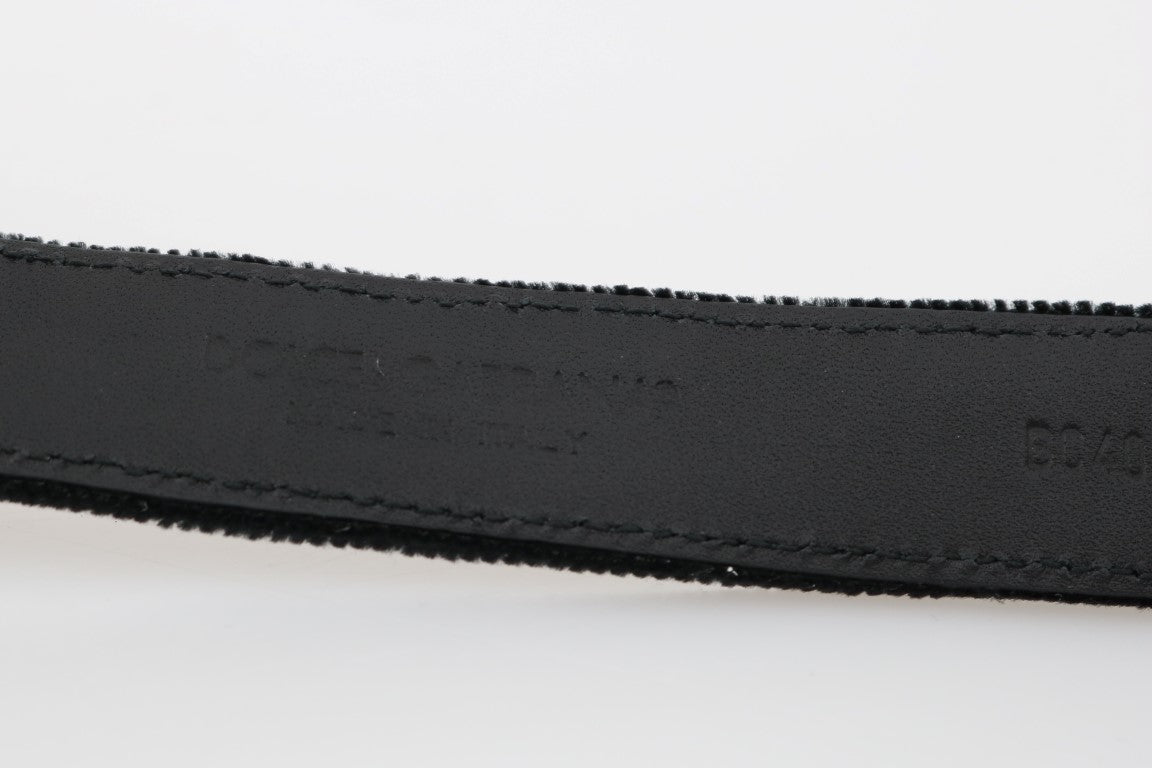 Elegant Black Cotton-Leather Men's Belt - ventzia